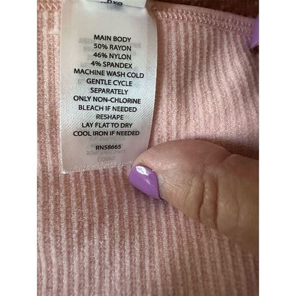 BP Women's Peach Ribbed Halter Tank Top Size M/L Casual Spring - Picture 5 of 6